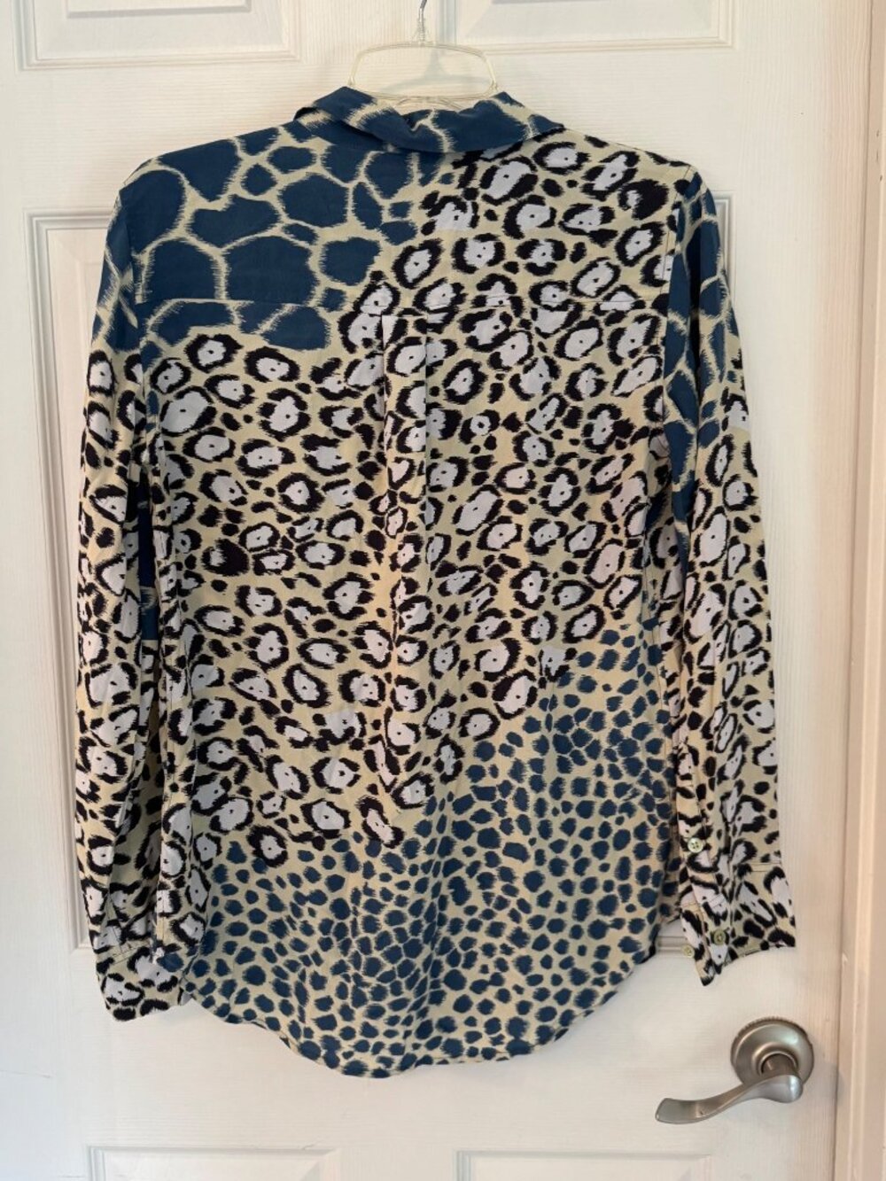 Equipment Femme Silk Button-Down Blouse Animal Leopard Print Multicolor Med Work - Picture 11 of 11